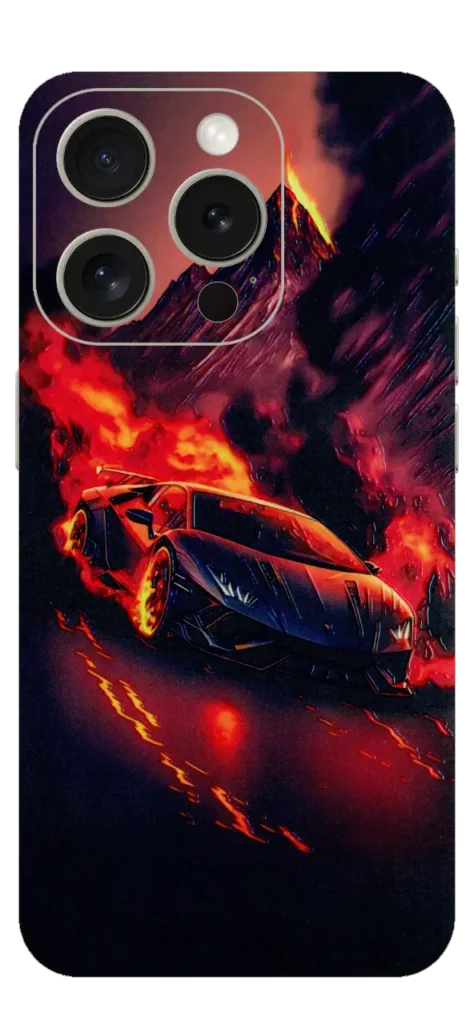 Car With Fire Mobile Skin