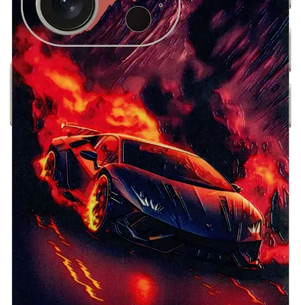 Car With Fire Mobile Skin