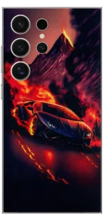 Car With Fire Mobile Skin