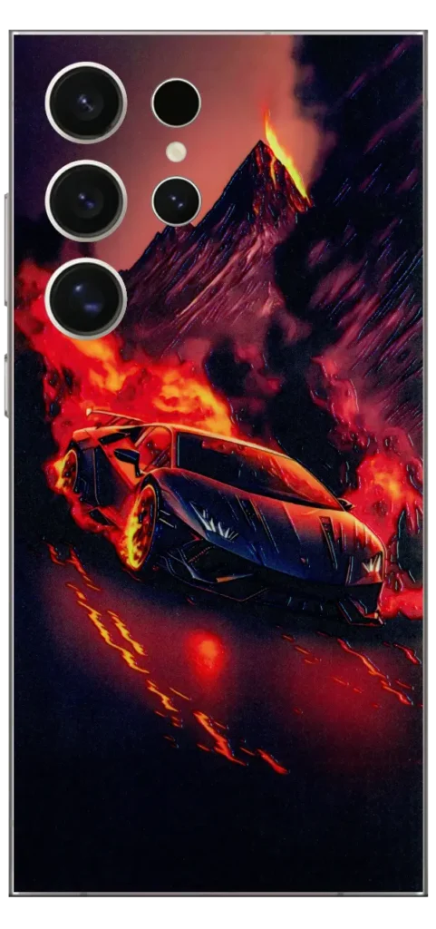 Car With Fire Mobile Skin