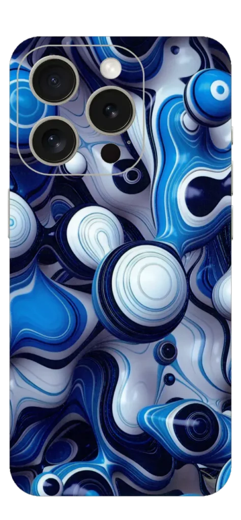 White And Blue Abstract Mobile Skin