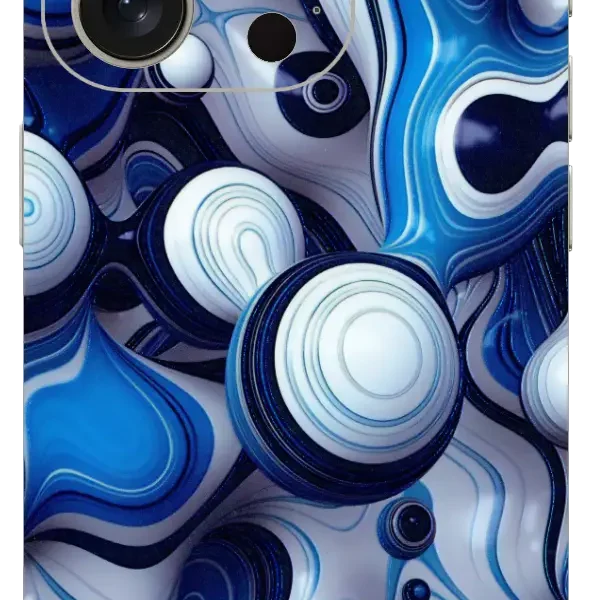 White And Blue Abstract Mobile Skin