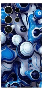 White And Blue Abstract Mobile Skin