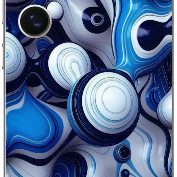 White And Blue Abstract Mobile Skin